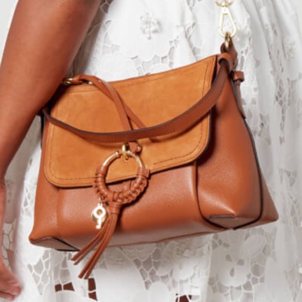 NWT SEE BY CHLOE Joan Shoulder Bag Leather Suede Shoulder Crossbody Strap O-Ring
